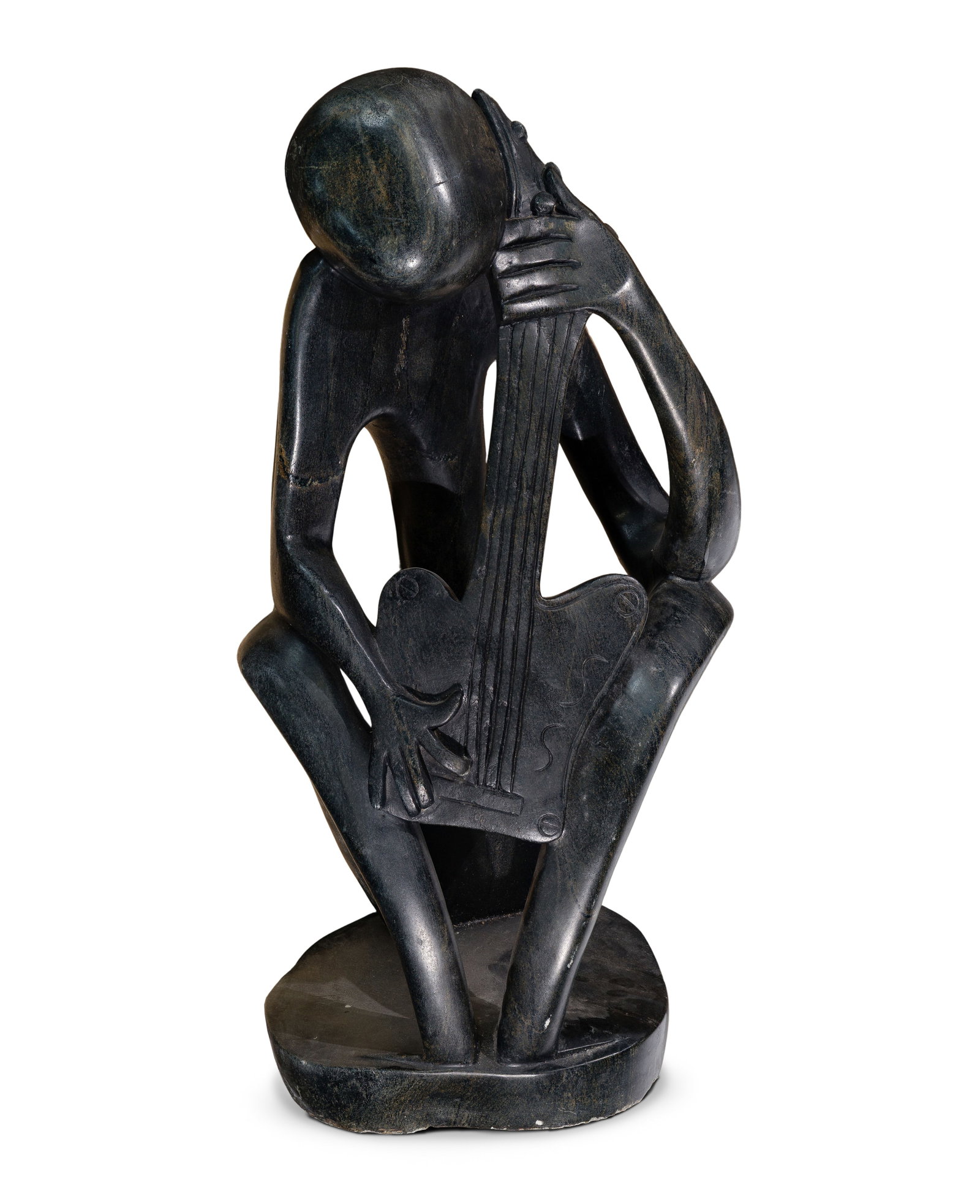 Peter Rujuwa (Zimbabwean / American, 20th Century) Shona Stone Sculpture: Peter Rujuwa (Zimbabwean / American, 20th Century) Shona Stone Sculpture 2015, carved date and signature, open work depiction of a guitar player Property from: a Private Collector, Chicago (Edgewater)