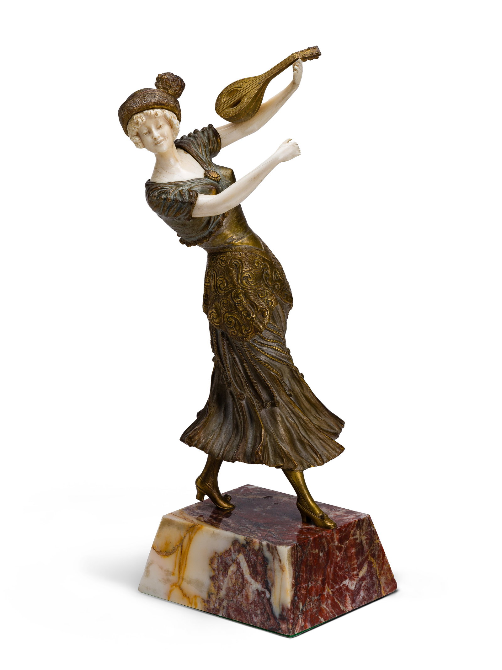 Georges Omerth (French, 1895-1925) 'The Russian Dancer' Bronze Sculpture: Georges Omerth (French, 1895-1925) 'The Russian Dancer' Bronze Sculpture Undated, signed, bronze having carved bone head and arms, on marble base Property from: an Estate, Chicago (Gold Coast), Illino