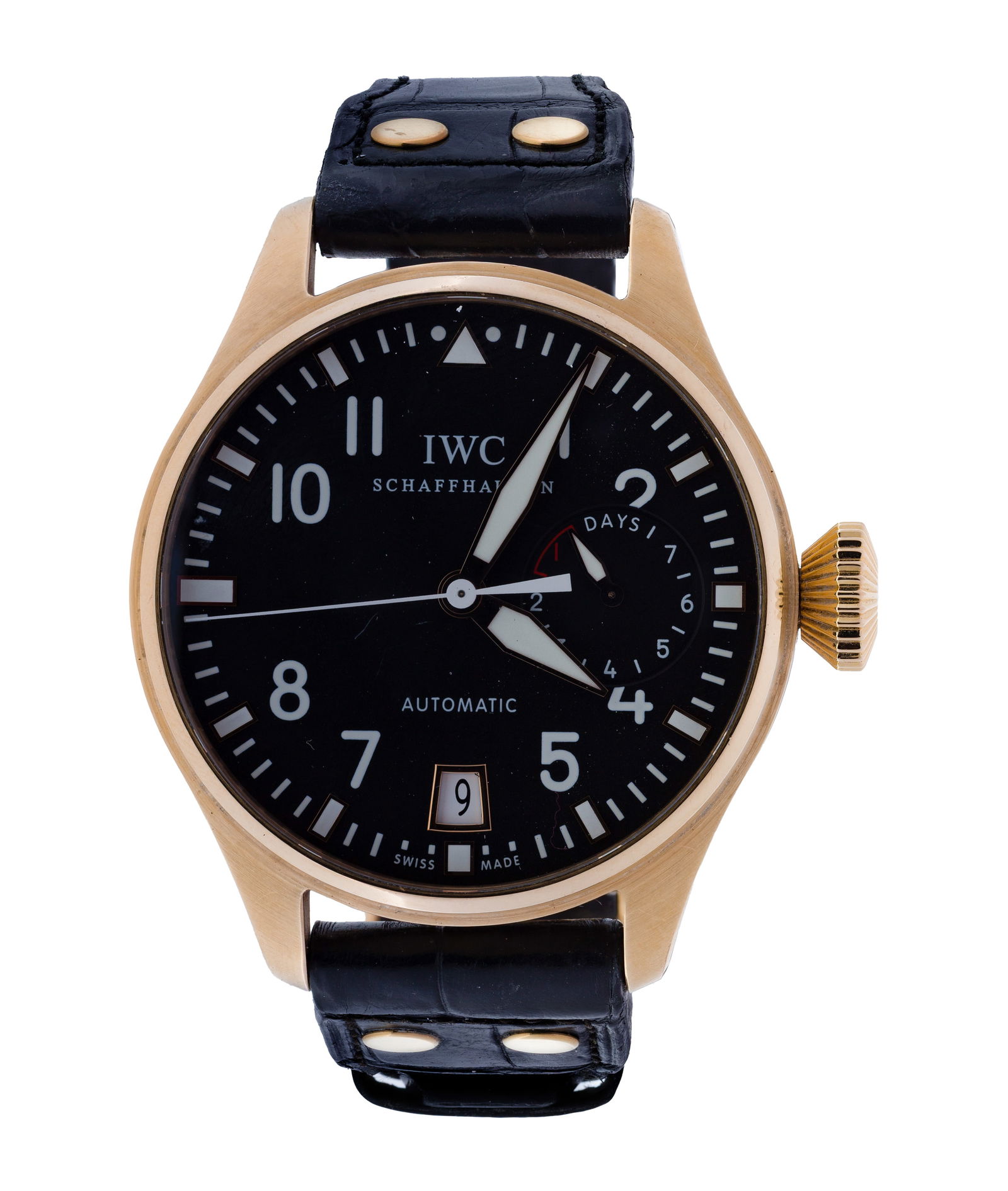 IWC Schaffhausen 18k Yellow Gold Case and Buckle Big Pilot Wristwatch (1 of 3)