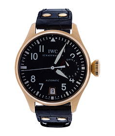 IWC Schaffhausen 18k Yellow Gold Case and Buckle Big Pilot Wristwatch: IWC Schaffhausen 18k Yellow Gold Case and Buckle Big Pilot Wristwatch Limited edition 1/50, ref 5004, serial #3327053, having an automatic mechanical movement, sweep second hand, date aperture, 7-day