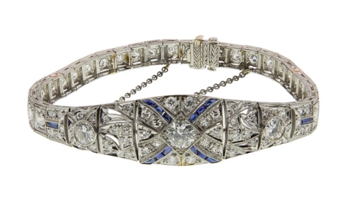 Art Deco Style Platinum, Gold and Diamond Bracelet