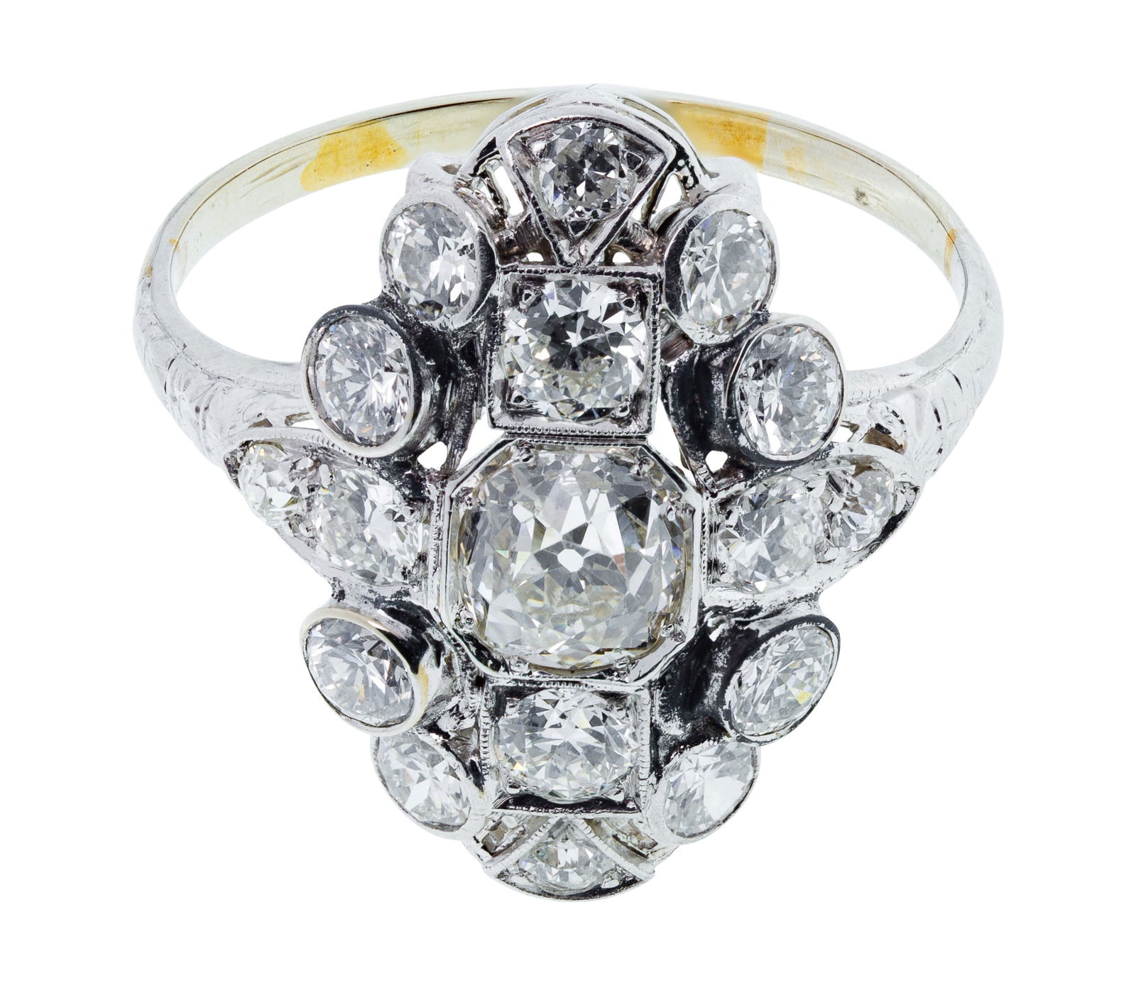 Platinum, 18k White Gold and Diamond Ring (1 of 3)