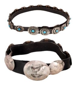 Native American Sterling Silver Concho and Leather Belts