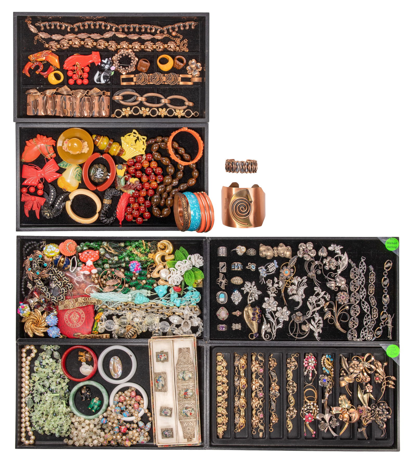 Sterling Silver, Copper, Bakelite, Celluloid and Costume Jewelry Assortment (1 of 1)