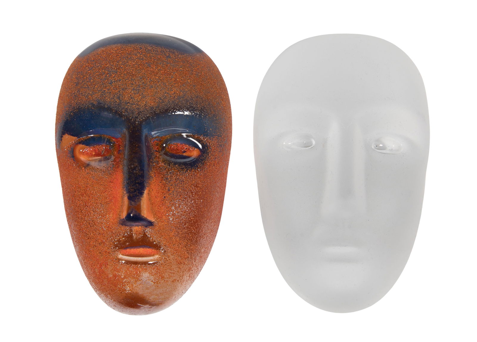 Bertil Vallien for Kosta Boda 'Brains' Assortment: Bertil Vallien for Kosta Boda 'Brains' Assortment (12) items depicting human heads of various colored glass, including (11) Florence and a Cesare, all in boxes, most having inserts and fabric bags Pro
