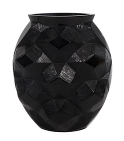 Lalique Crystal Tortue Black Collection Vase