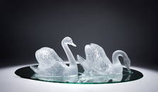 Lalique Crystal Miroir Cygnes Centerpiece