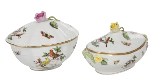 Herend Rothschild Bird Porcelain Lidded Tureens