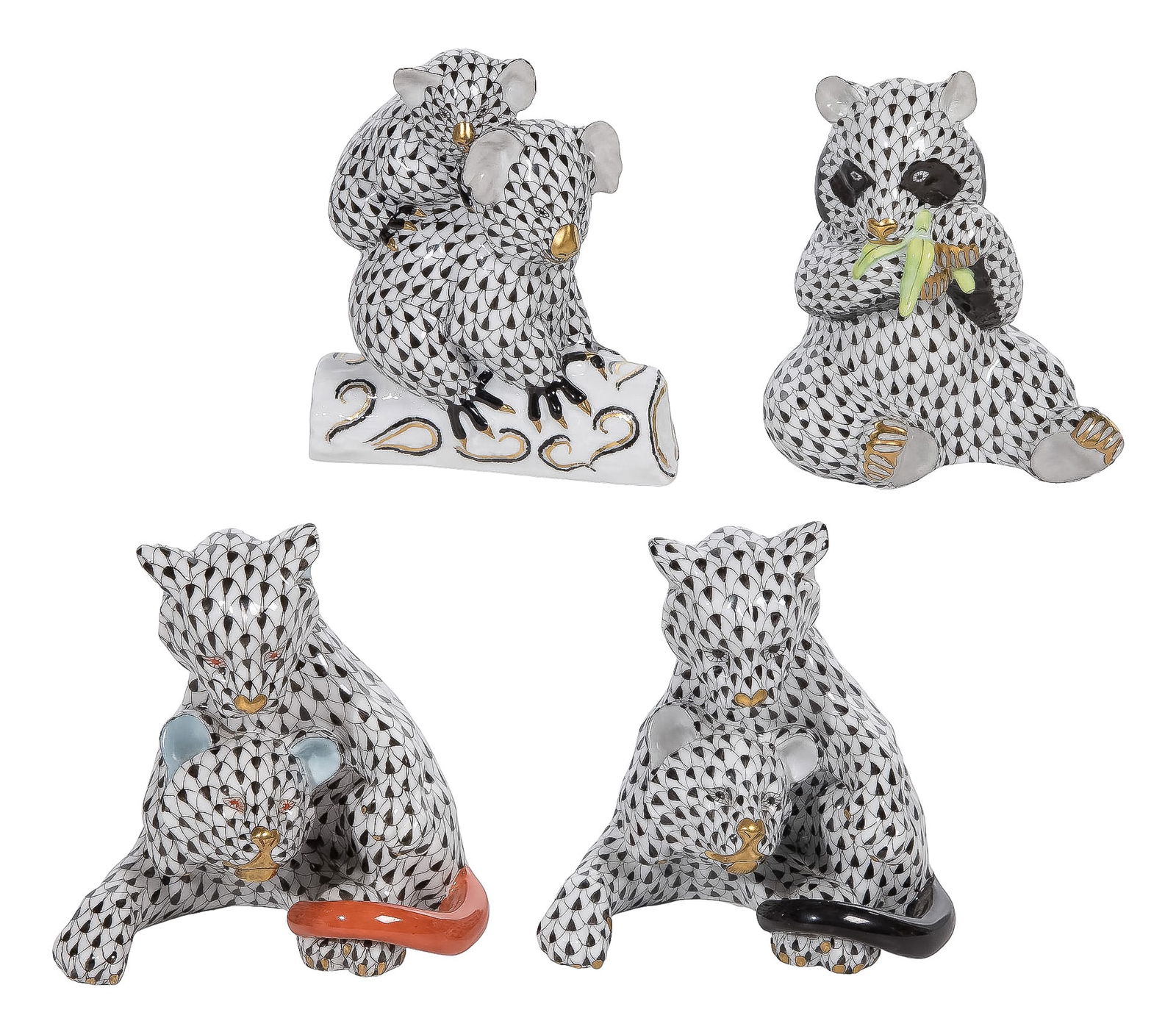 Herend Black Fishnet Porcelain Figurines (1 of 2)