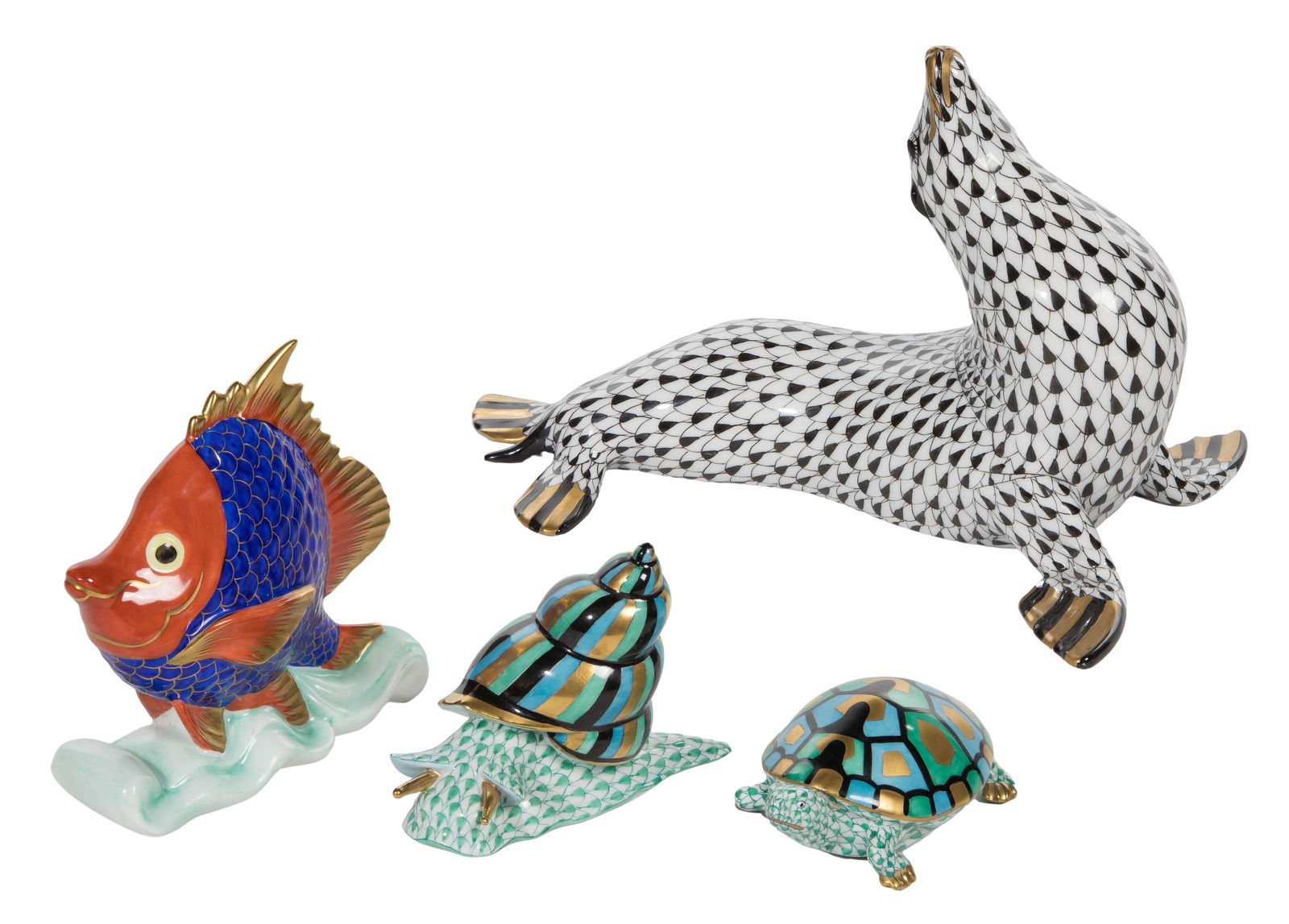 Herend Fishnet Porcelain Figurine Assortment (1 of 2)