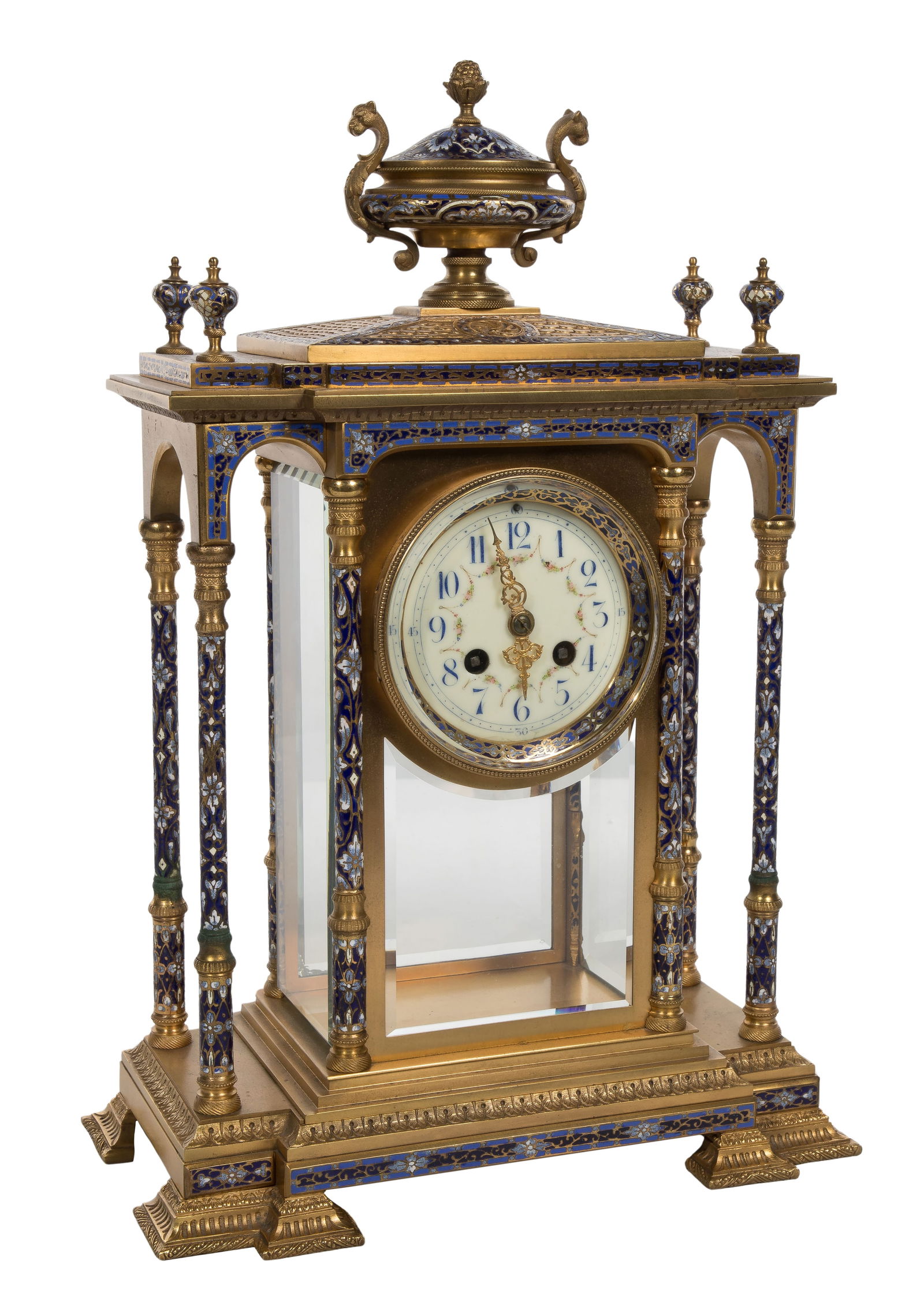 French Brass and Champleve Mantle Clock (1 of 5)