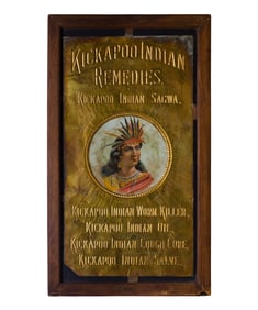 Kickapoo Indian Remedies Embossed Tin Litho Sign