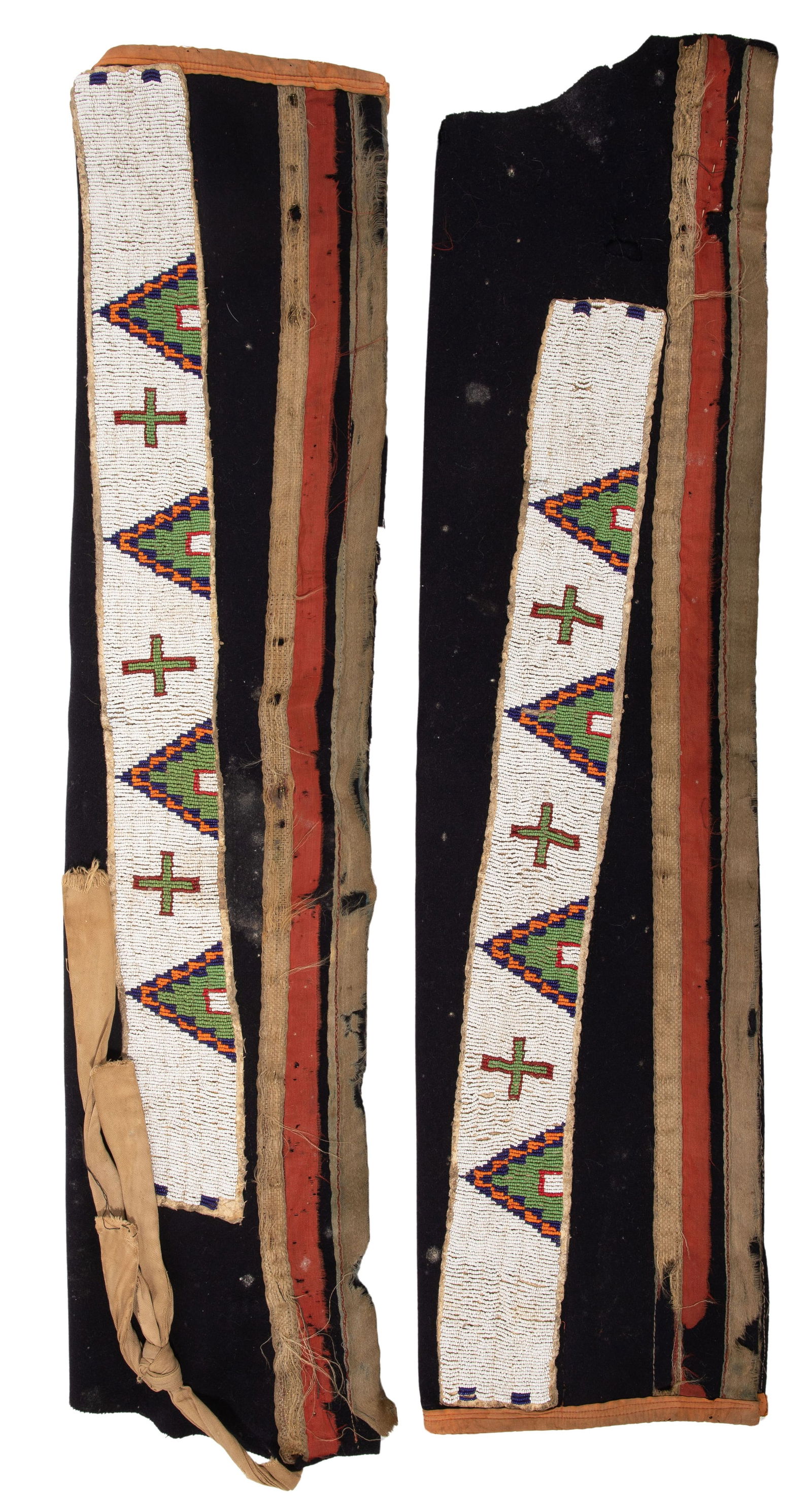 Native American Sioux Full Length Beaded Trade Cloth Leggings (1 of 2)