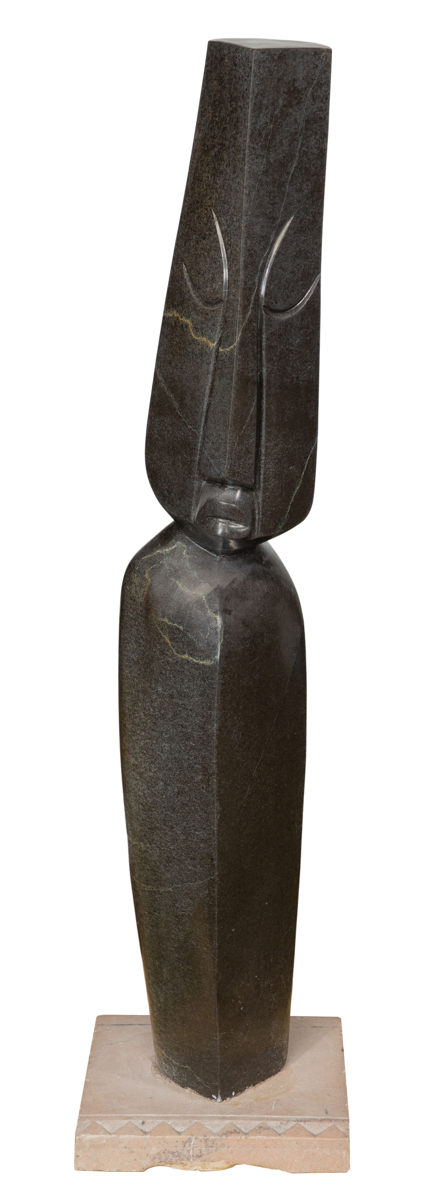 S. Madzi (African, 20th Century) Shona Style Stone Sculpture: S. Madzi (African, 20th Century) Shona Style Stone Sculpture Undated, signed, depicting a smoothly carved tribal figure, on a stone plinth Property from: a Private Collector, Chicago (Edgewater), Illi