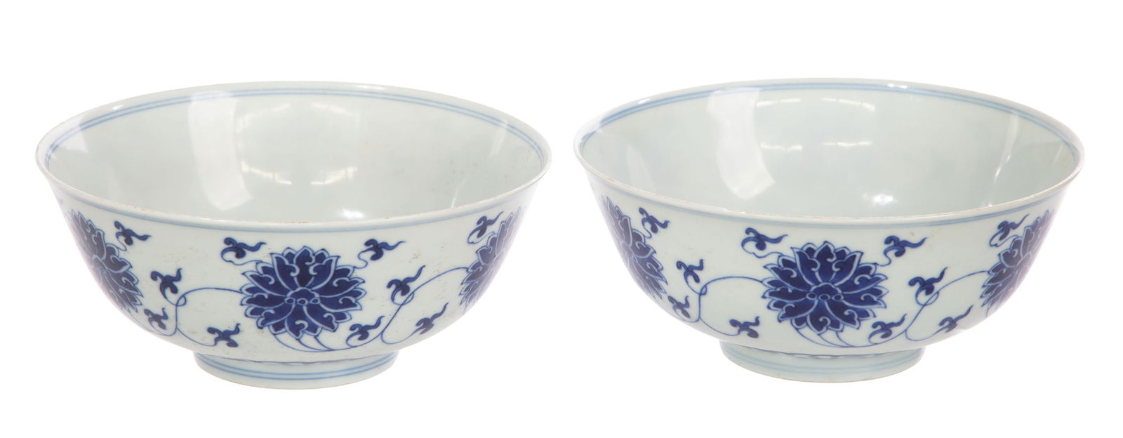 Chinese Blue and White Lotus Bowls (1 of 3)