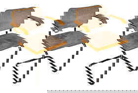 Marcel Breuer (Hungarian / American, 1902-1981) Cesca Armchairs: Marcel Breuer (Hungarian / American, 1902-1981) Cesca Armchairs Both having tubular chromed steel frames having attached wood arms, seat and back frames supporting faux suede upholstery, having Knoll