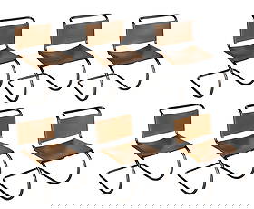 Attributed to Mies Van Der Rohe (German / American, 1886-1969) MR Side Chair Collection: Attributed to Mies Van Der Rohe (German / American, 1886-1969) MR Side Chair Collection A set of (6) unmarked items, tubular chromed steel construction having brown cowhide seat and back secured by le