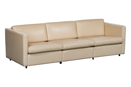 Attributed to Charles Pfister for Knoll Leather Sofa