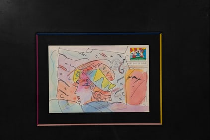 Peter Max (German / American, b.1937) First Day of Issue Envelope Mixed Media Drawing