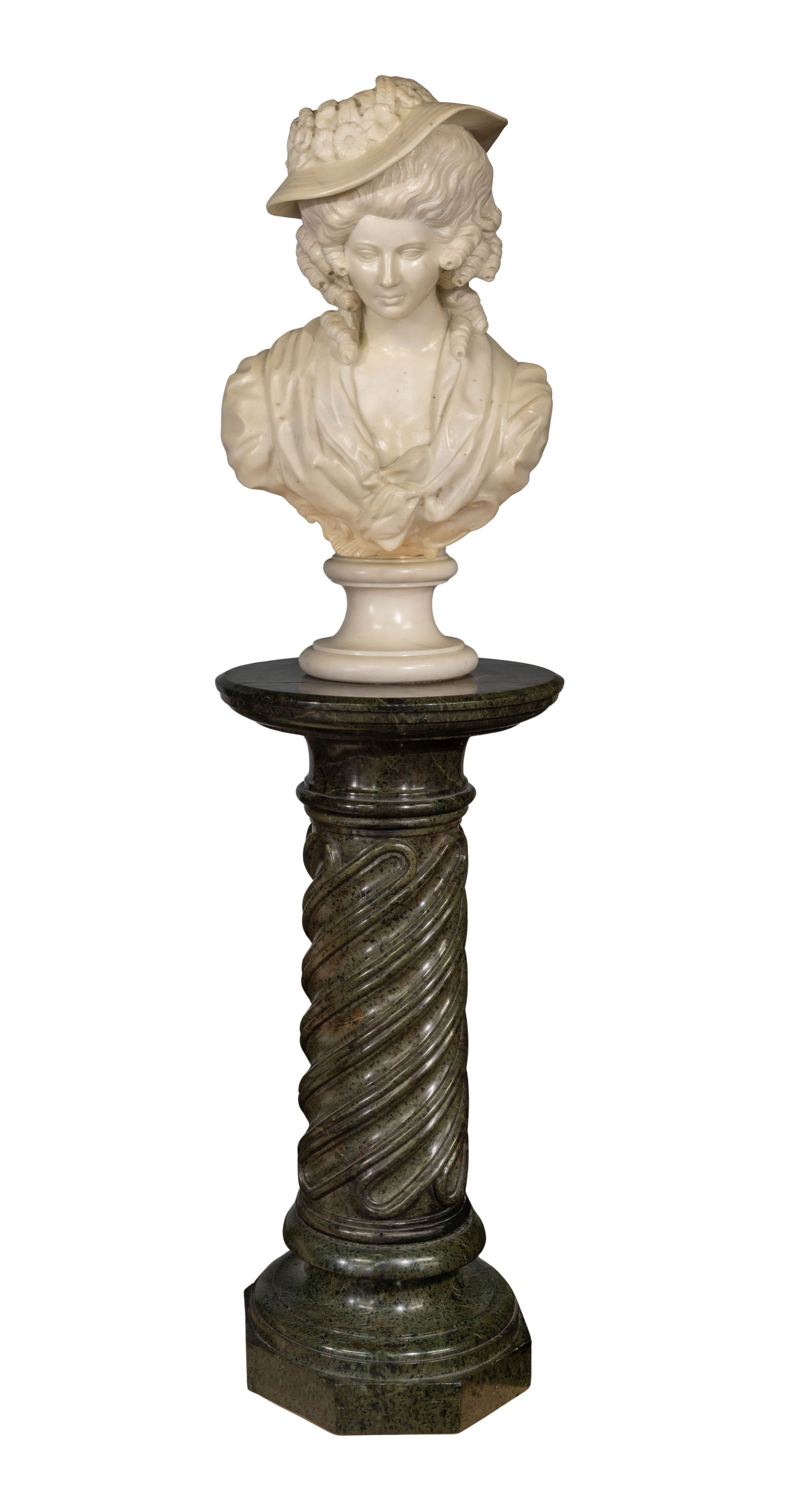 Italian Alabaster Bust on Marble Pedestal (1 of 3)