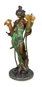 After Pierre Roche (French, 1855-1922) Bronze Figural Lamp