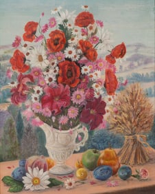 Jacqueline Chuteau (French, b.1923) 'Les Moissons' Oil on Board