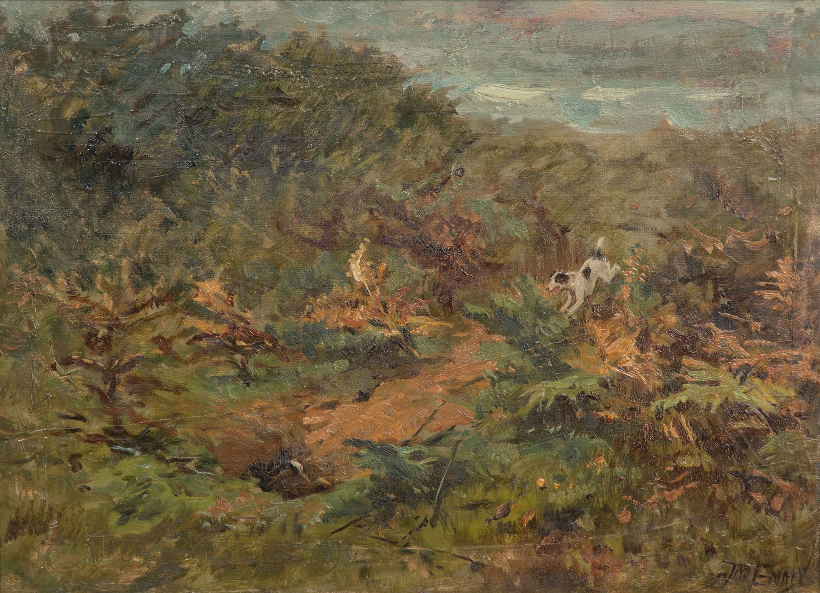 John Emms (English, 1912-1993) 'Hare Going to Ground' Oil on Canvas (1 of 5)