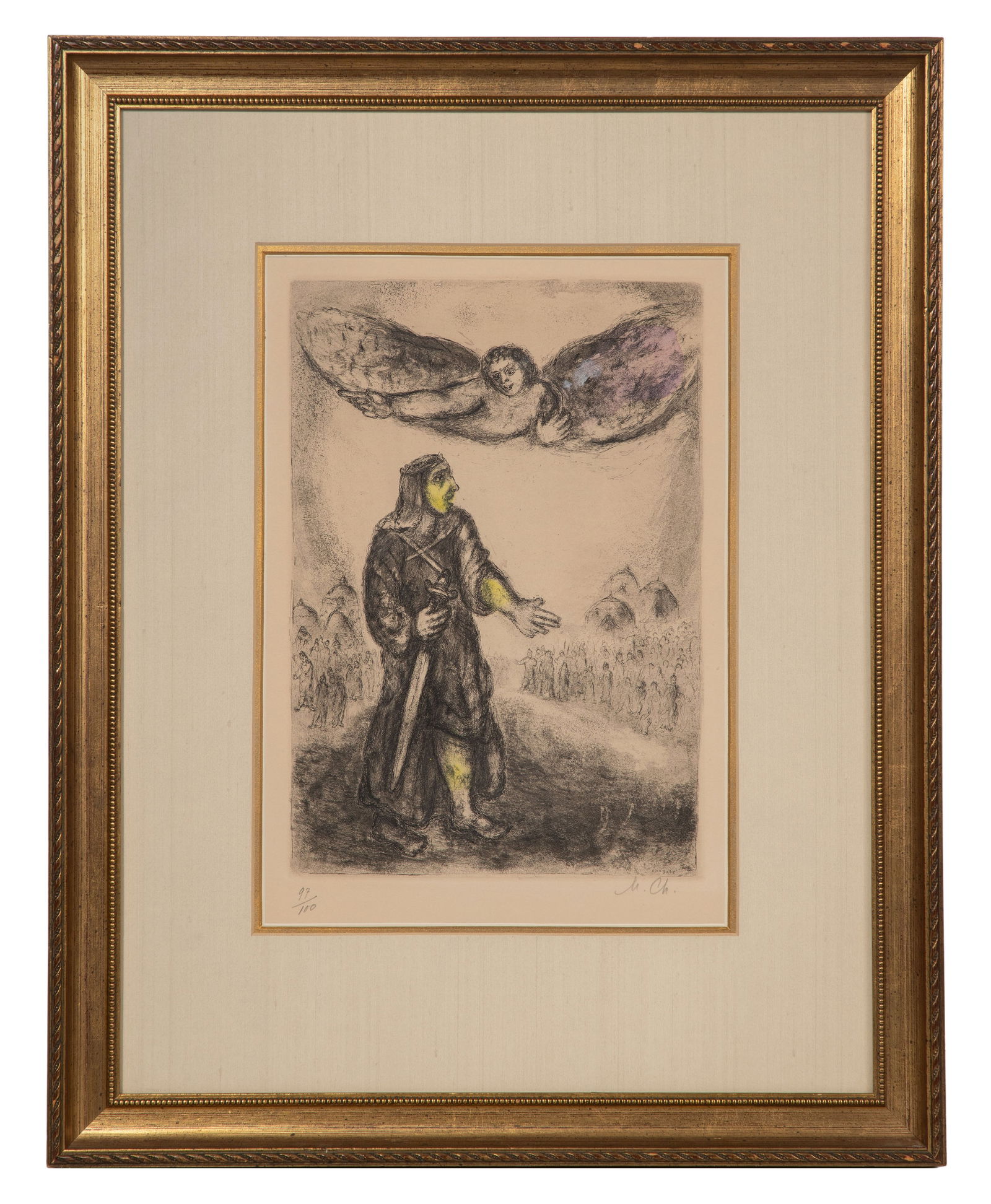 Marc Chagall (French / Russian, 1887-1985) 'Joshua Before Jericho' Color Etching (1 of 2)
