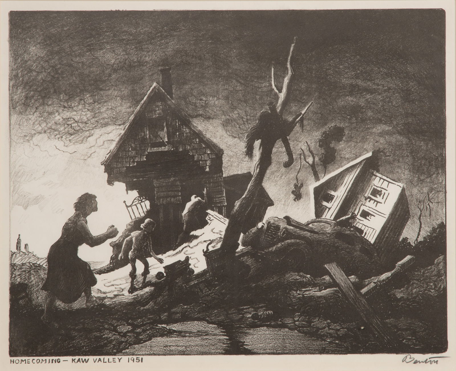 Thomas Hart Benton (American, 1889-1975) 'Homecoming- Kaw Valley, 1951' Lithograph (1 of 2)