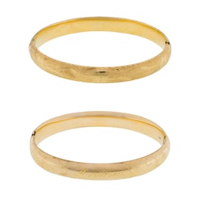 14k Yellow Gold Hinged Bangle Bracelets