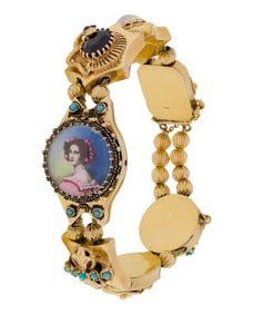 14k Yellow Gold Victorian Style Slide and Locket Bracelet