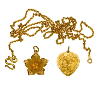 Thai 23k Yellow Gold Necklace and Pendants