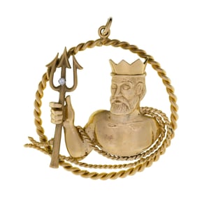 14k Yellow Gold and Diamond Pendant