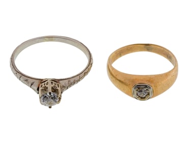 18k White Gold and 14k Yellow Gold and Diamond Rings