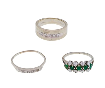 18k and 14k White Gold and Diamond Ring Assortment