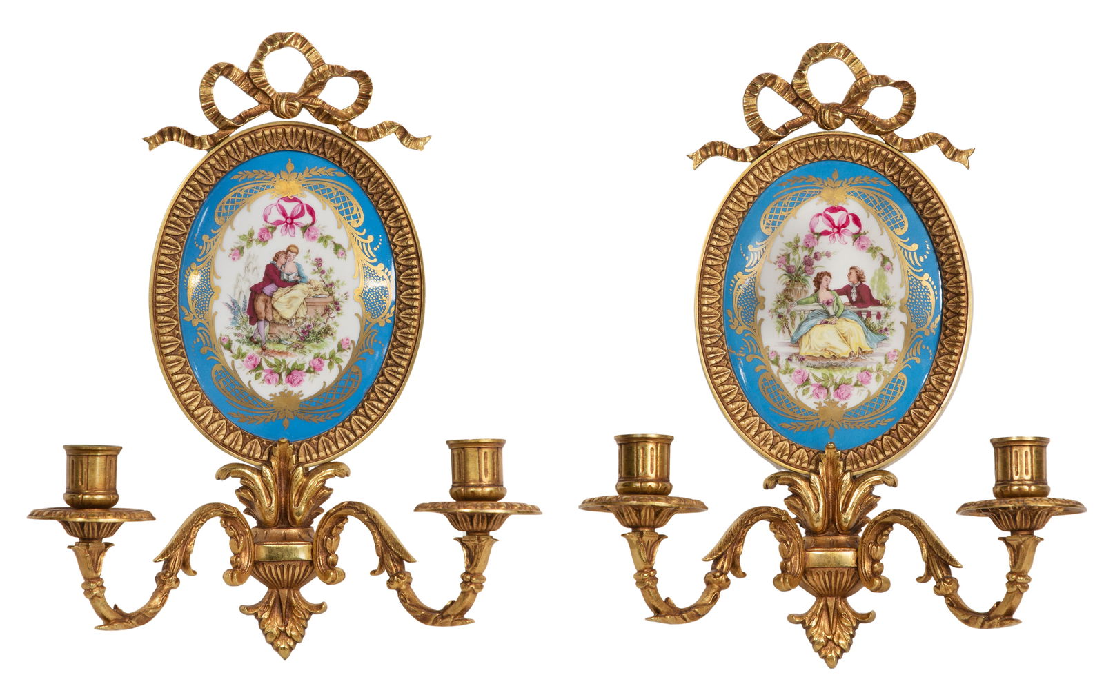 Sevres Style Porcelain and Ormolu Wall Sconces (1 of 2)