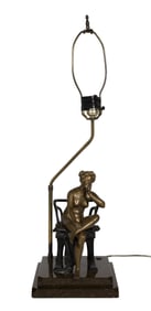 After Armand Godard (French, 1824-1887) Bronze Sculptural Table Lamp