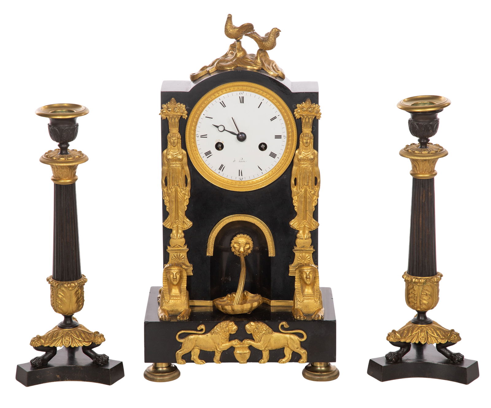 French Mantel Clock and Garniture Set (1 of 2)