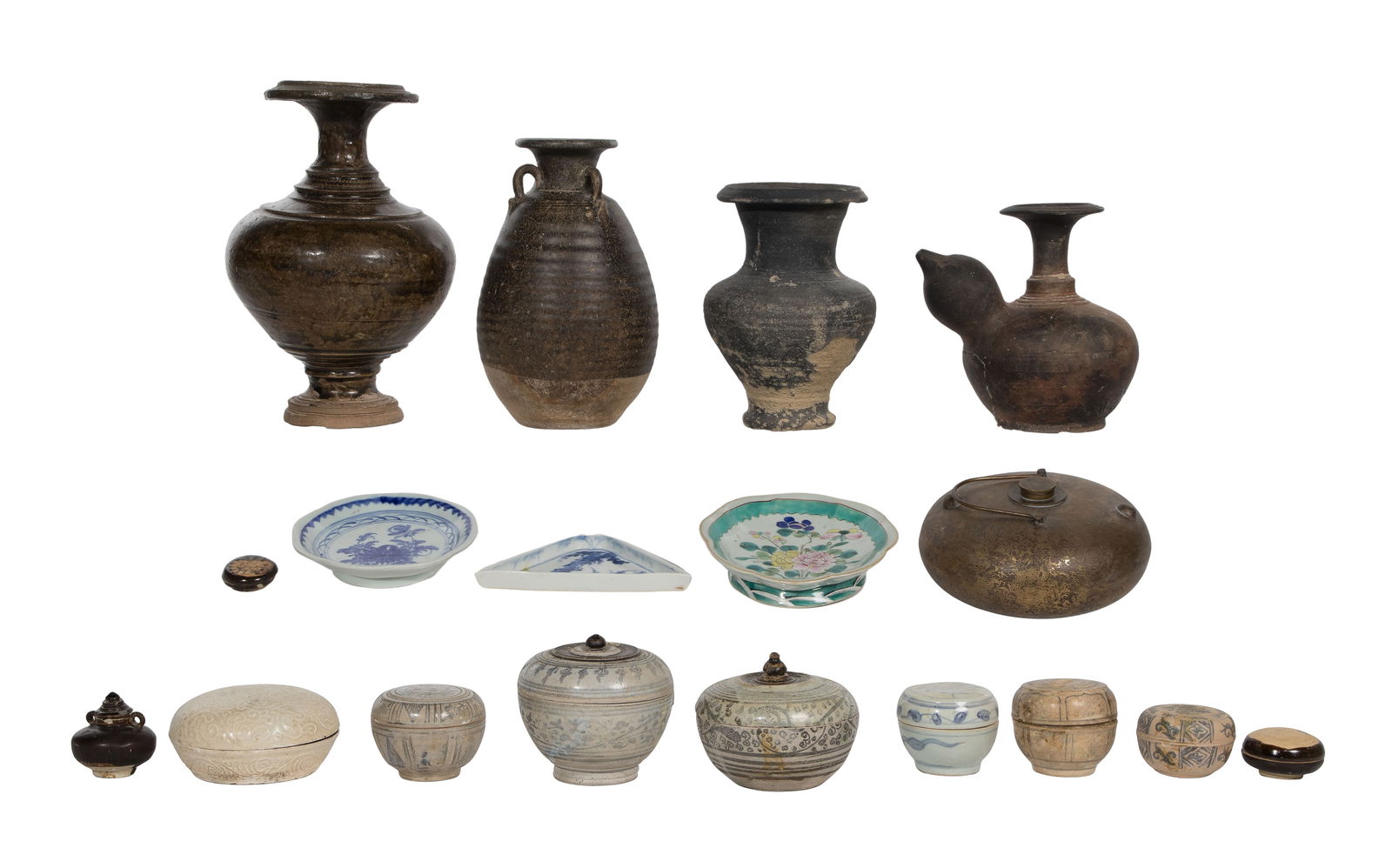 Southeast Asian Thai Sukhothai Sawankhalok Pottery Assortment (1 of 1)