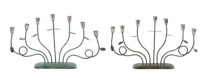 Emilia Castillo Sterling Silver and Bronze Candelabra