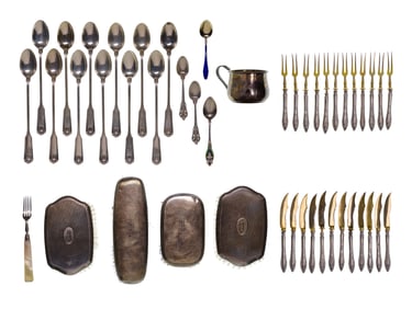 Sterling Silver and European Silver (800) Object Assortment