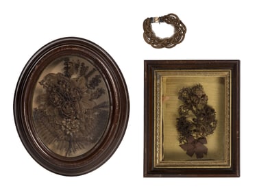 Victorian Mourning Hair Wreaths and Bracelet