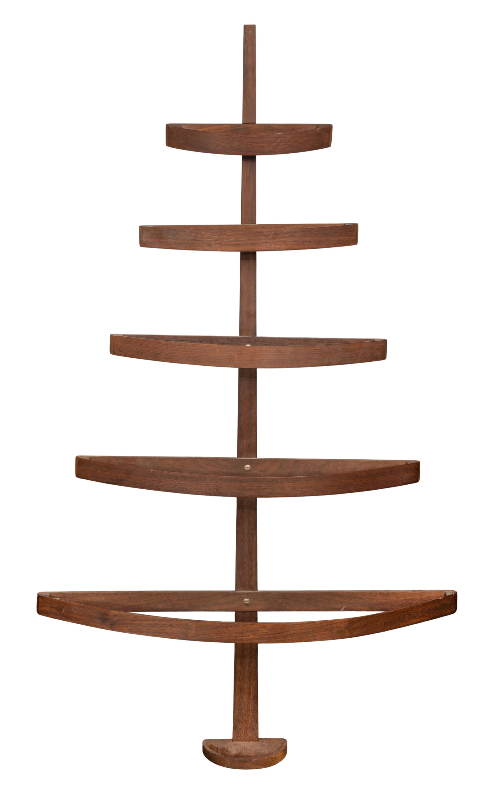 Danish Teak Bentwood Holiday Tree: Danish Teak Bentwood Holiday Tree Wall hanging having three to five hooks per arched branch to hold ornaments / cards Property from: an Estate, Chicago, Illinois Height: 46 inches, Width: 27 inches, D