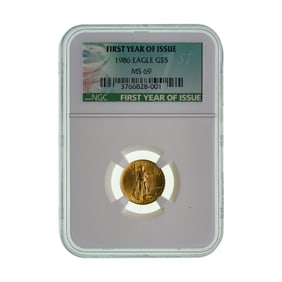 1986 $5 Gold Eagle MS-69 NGC