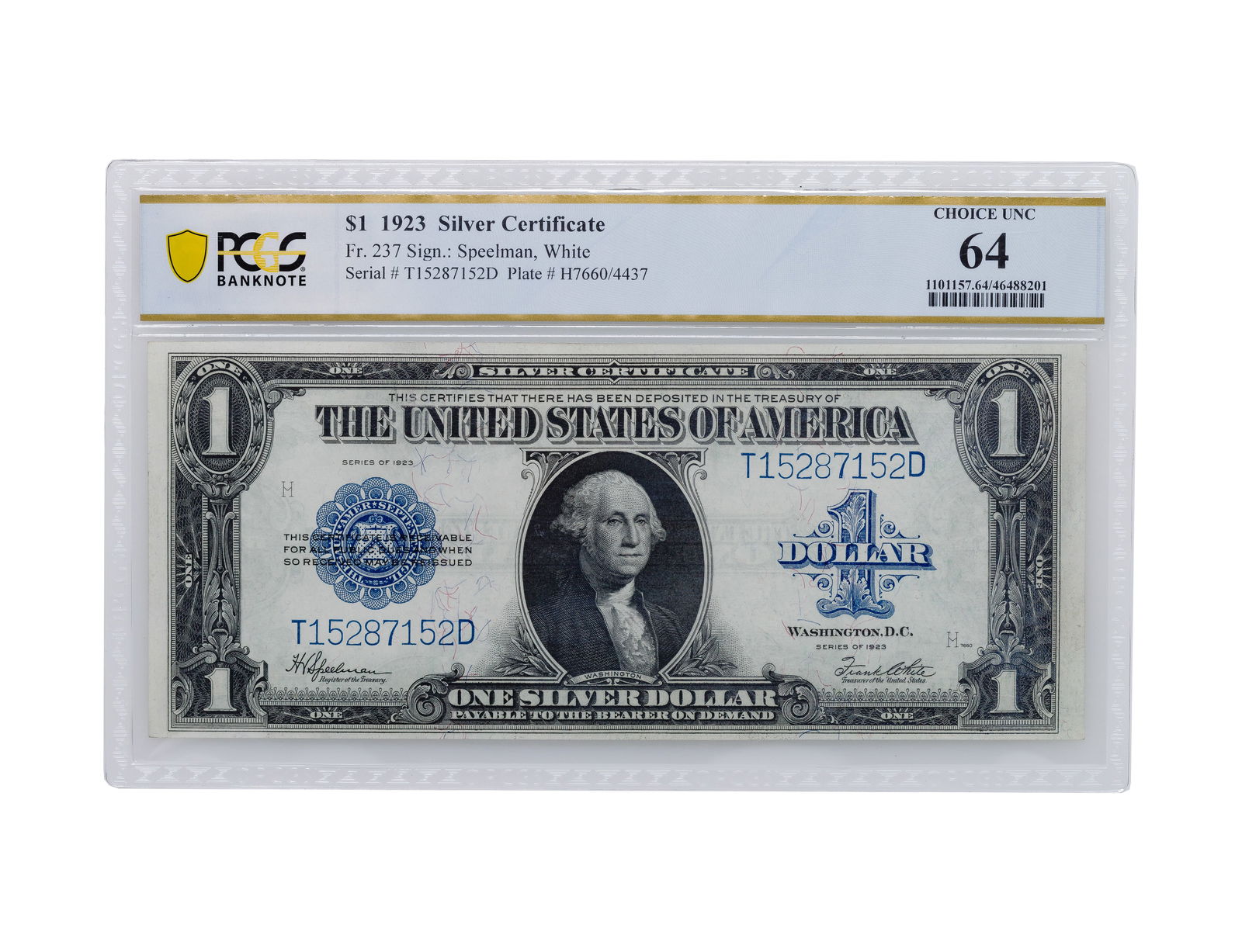 1923 $1 Silver Certificate Choice Unc. 64 PCGS (1 of 2)