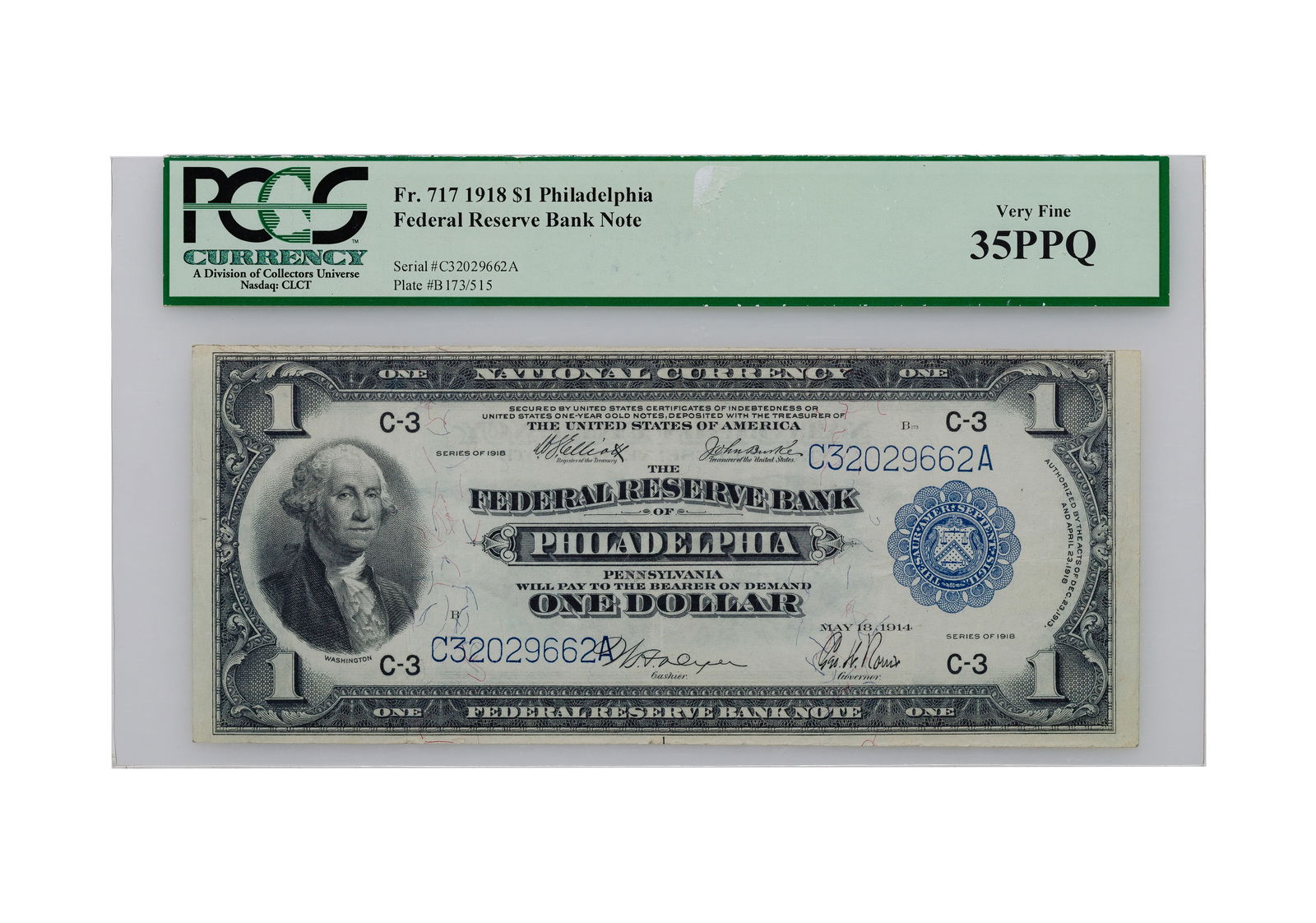 1918 $1 National Federal Reserve Bank of Philadelphia VF-35 PPQ PCGS (1 of 2)