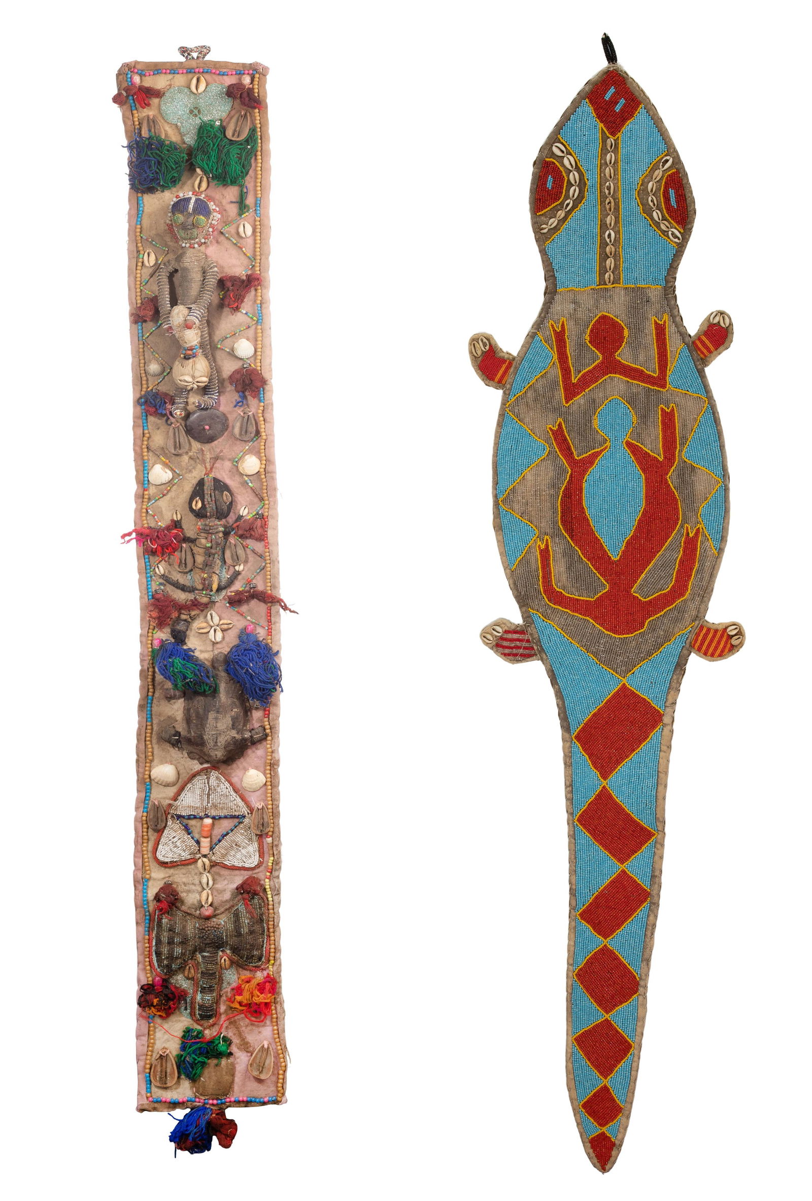 African Yoruba Diviner's Beaded Panel and Lizard Wall Hangings (1 of 5)