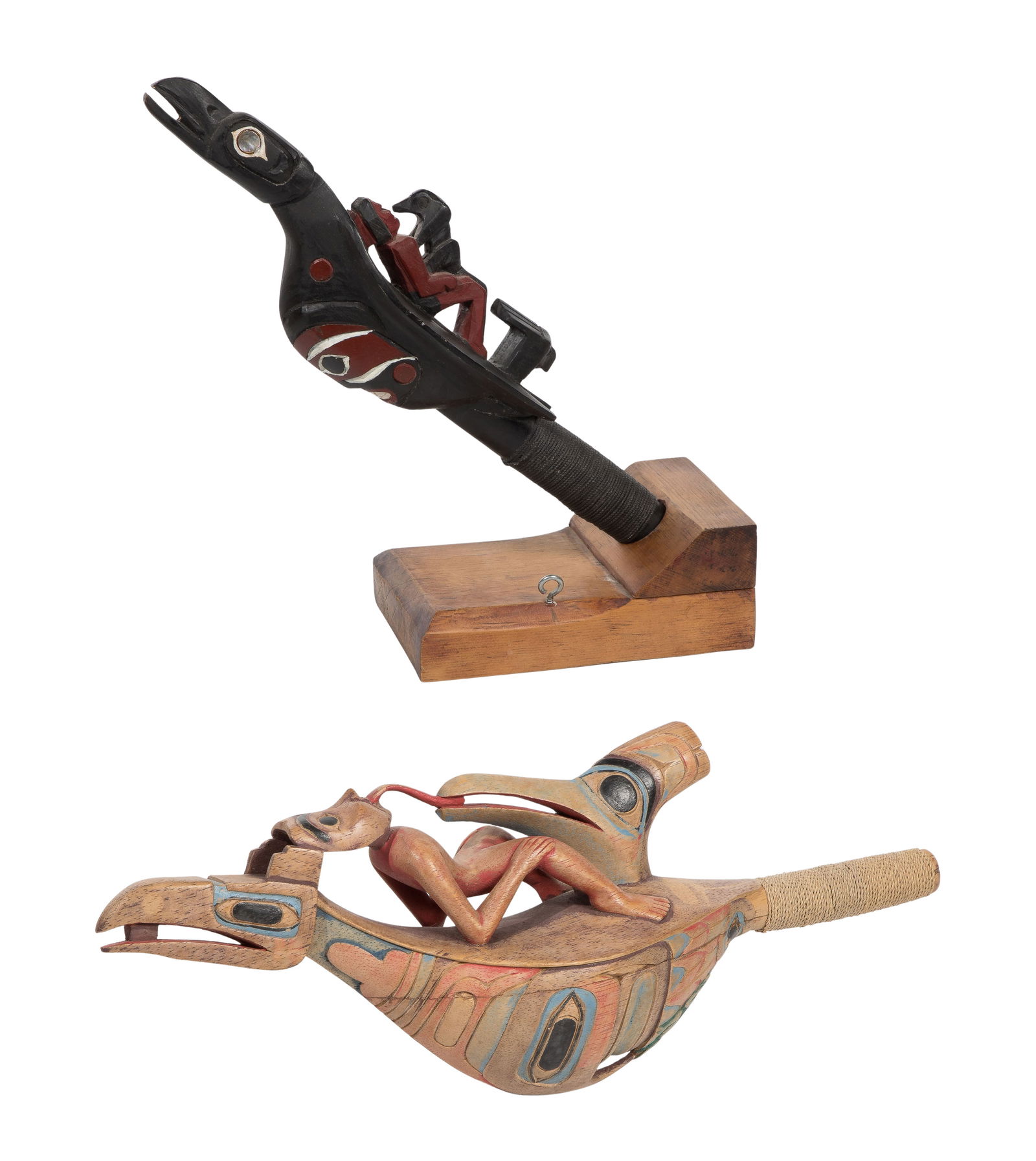 Northwest Coast Carved Wood Rattles (1 of 2)