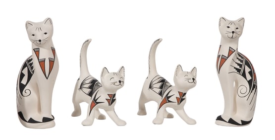 S. Chino Acoma Pueblo Cat Pottery Assortment