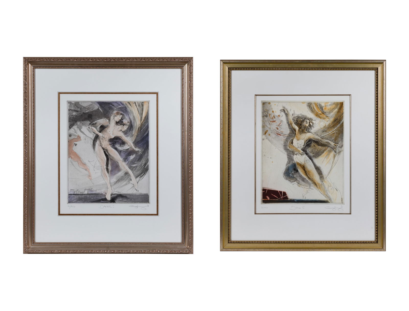 Jurgen Gorg (German, b.1951) Lithographs: Jurgen Gorg (German, b.1951) Lithographs (2) 1996 items including 'Dance 1', signed and #44/120 and 'Bolero IV', signed and #3/130, both matted under glass in gold-tone painted frames Property from: a